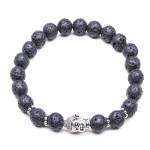 Wholesale 8mm Zinc Alloy Lava Stone Expandable Beaded Buddha Bracelet